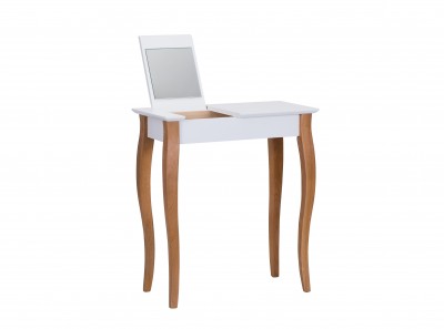 Masuta machiaj cu oglinda, din lemn de fag si MDF Lillo Small White / Beech, L65xl35xH74 cm