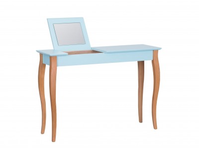 Masa machiaj cu oglinda, din lemn de fag si MDF Lillo Large Light Turquoise / Beech, L105xl35xH74 cm