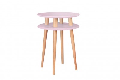 Masa de cafea din lemn de fag si MDF Ufo High Dusky Pink / Beech, Ø45xH61 cm