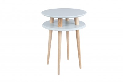 Masa de cafea din lemn de fag si MDF Ufo High Light Grey / Beech, Ø45xH61 cm