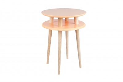 Masa de cafea din lemn de fag si MDF Ufo High Orange / Beech, Ø45xH61 cm