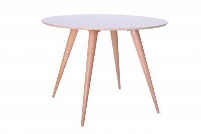 Masa din lemn de fag si pal Planet Round White / Beech, Ø105xH75 cm