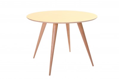 Masa din lemn de fag si pal Planet Round Yellow / Beech, Ø105xH75 cm