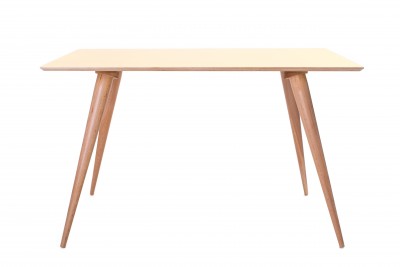 Masa din lemn de fag si pal Planet Rectangular Yellow / Beech, L124xl78xH75 cm