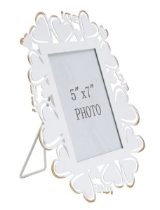 Rama foto decorativa din metal si sticla, Heart Alb, 25 x 27,7 cm