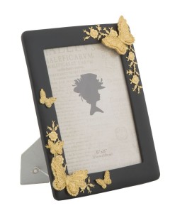 Rama foto decorativa din rasina si sticla Black Glam Small Negru / Auriu, 21 x 26,8 cm