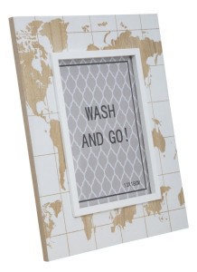 Rama foto decorativa din MDF World Alb / Natural, 22 x 27 cm