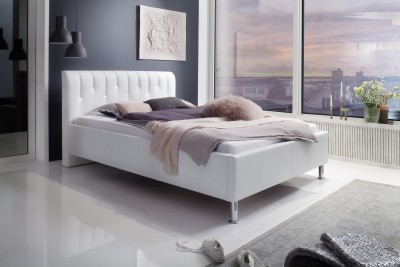 Pat tapitat cu piele ecologica Rapido White