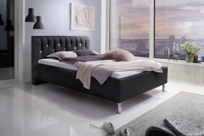 Pat tapitat cu piele ecologica Rapido Black