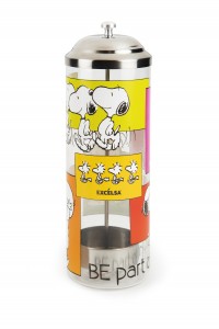 Recipient din sticla si metal, pentru paie, Peanuts Be, Ø9xH27 cm