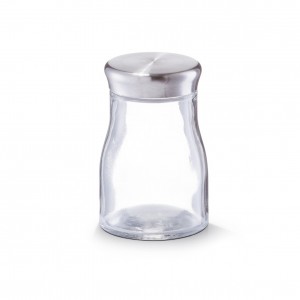 Recipient pentru condimente din sticla si inox, Transparent 140 ml, Ø 6xH9,5 cm
