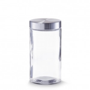 Borcan pentru depozitare, capac inox, Glass 1600 ml, Ø 11xH21,5 cm