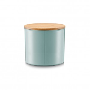Recipient pentru depozitare cu capac din bambus, Aqua Polistiren, 930 ml, Ø 12,5xH12 cm