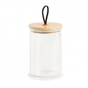 Recipient pentru depozitare cu capac etans, din sticla, Bamboo Lid Medium Natural, 1100 ml, Ø11,2xH16,3 cm