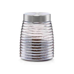 Recipient pentru depozitare cu capac metalic, Glass Silver A, 1250 ml, Ø 12,5xH16 cm