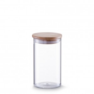 Recipient pentru depozitare din sticla, capac etans, Bamboo 1000 ml, Ø 10,5xH17,5 cm