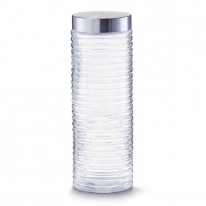 Recipient pentru depozitare Geri, capac inox, Glass 2000 ml, Ø 10,5xH29,5 cm