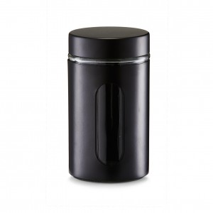 Recipient pentru depozitare Visual II, metal si sticla, Black 900 ml, Ø 10,2xH18 cm