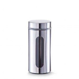 Recipient pentru depozitare Visual, inox si sticla, Silver 1200 ml, Ø 10,2xH23 cm