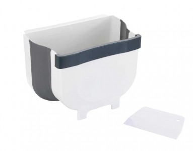 Recipient pliabil pentru colectare deseuri bucatarie, din plastic si TPR, Fago Alb, L25,5xl18xH18 cm