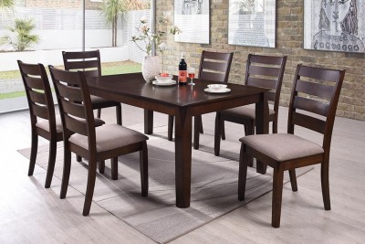 Set masa din MDF si furnir Montana Dirty Oak + 6 scaune Montana Dirty Oak, L200xl100xH76 cm