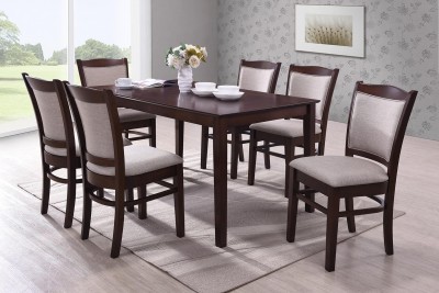 Set masa din MDF si furnir Arthur Dirty Oak + 6 scaune Nest Dirty Oak, L150xl90xH74 cm