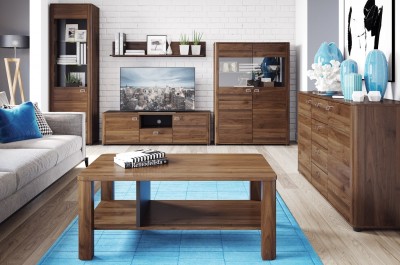 Set de mobila living din pal, 6 piese Rondo Walnut