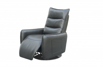 Fotoliu Recliner tapitat cu piele ecologica Royce Grey, l78xA90xH104 cm