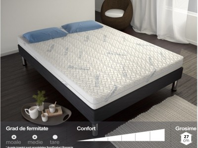 Saltea Pocket Latex Plus, arcuri individuale 24 cm + 3 cm latex, 27 cm