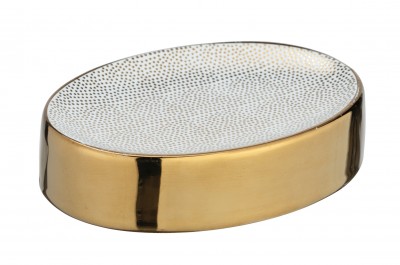 Sapuniera din ceramica Nuria Auriu / Alb, L12xl8xH3 cm