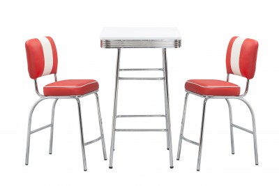 Masa de bar din MDF si metal Sebas-11 White, L60xl60xH100 cm