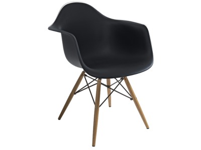 Scaun din plastic cu picioare din lemn Moose Black / Beech, l62xA48xH81 cm