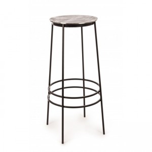 Scaun de bar din metal Amira Aluminiu / Negru, Ø36xH77 cm