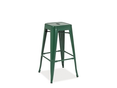 Scaun de bar din metal, Lonnie Verde Inchis, l31xA31xH76 cm