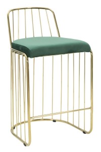 Scaun de bar din metal, tapitat cu stofa Celeste Green, l49xA47,5xH83 cm