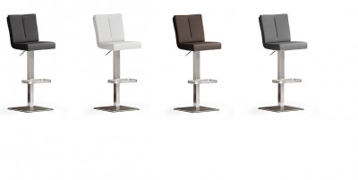 Scaun de bar rotativ tapitat cu piele ecologica si picior metalic, Bruni Squared, l40xA53xH89-114 cm