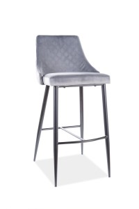 Scaun de bar tapitat cu stofa, cu picioare metalice Pirro B H-1 Velvet Gri / Negru, l47xA42xH101 cm