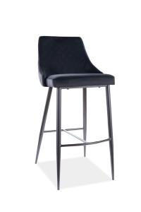 Scaun de bar tapitat cu stofa, cu picioare metalice Pirro B H-1 Velvet Negru, l47xA42xH101 cm