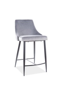 Scaun de bar tapitat cu stofa, cu picioare metalice Pirro B H-2 Velvet Gri / Negru, l47xA42xH88 cm