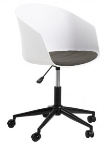 Scaun de birou din plastic, sezut tapitat cu stofa, Moon Alb / Gri / Negru, l65xA65xH87 cm