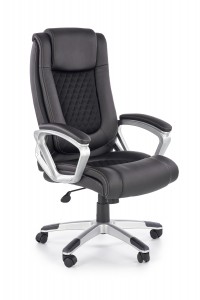 Scaun de birou directorial, tapitat cu piele ecologica Lassie Negru, l64xA69xH117-124 cm