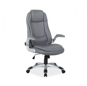 Scaun de birou directorial, tapitat cu piele ecologica Qwin-081 Gri, l71xA51xH116-126 cm