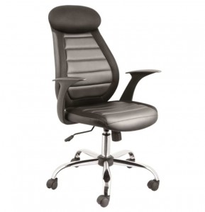 Scaun de birou directorial tapitat cu piele ecologica Qwin-102 Negru, l59xA45xH101-111 cm