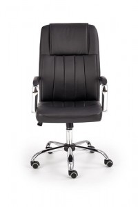 Scaun de birou directorial tapitat cu piele ecologica Salvio Negru, l55xA64xH104-112 cm
