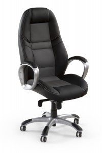 Scaun de birou directorial tapitat cu piele ecologica Trevin Negru, l65xA67xH123-131 cm