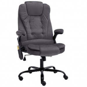 Scaun de birou directorial tapitat cu stofa, functie masaj si port USB, Zavier Velvet Gri Inchis, l67xA71xH110-119 cm