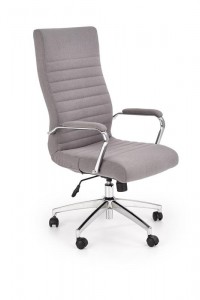 Scaun de birou directorial tapitat cu stofa, Valdemar Gri Inchis, l55xA68xH111-121 cm