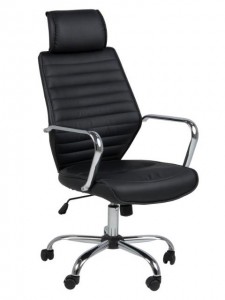 Scaun de birou ergonomic tapitat cu piele ecologica, Earth Negru, l58xA66xH125,5 cm