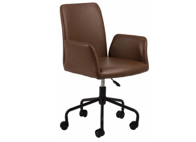 Scaun de birou ergonomic tapitat cu piele ecologica Naya Maro / Negru, l57xA58,5xH84 cm