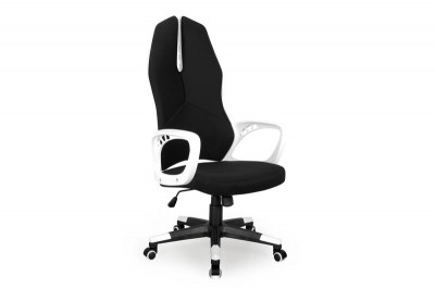 Scaun gaming tapitat cu stofa Courage II Black / White, l62xA60xH119-129 cm